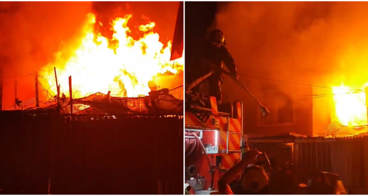 Incendio destruye dos viviendas en Conchalí: trabajaron 100 voluntarios para controlar el fuego