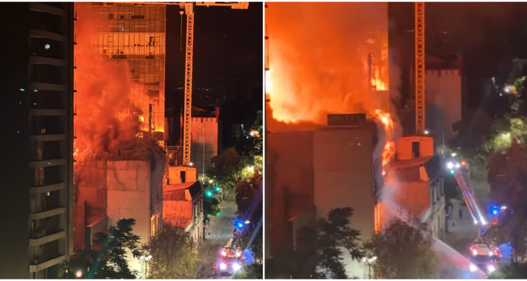 Gigantesco incendio destruye un hotel abandonado en pleno centro de Santiago