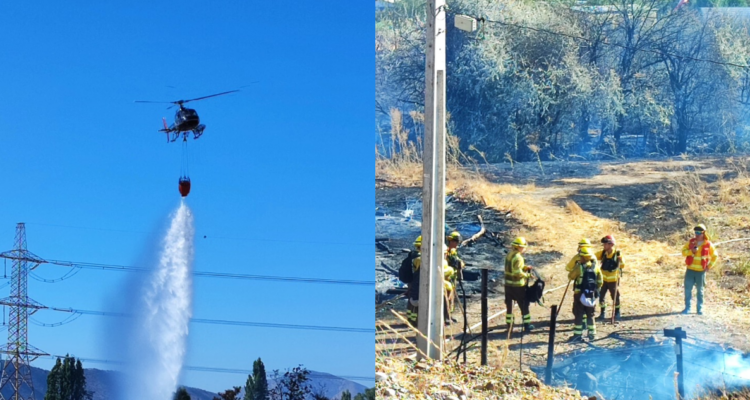 Incendio forestal en Peñaflor deja al menos un vivienda completamente destruida por el fuego