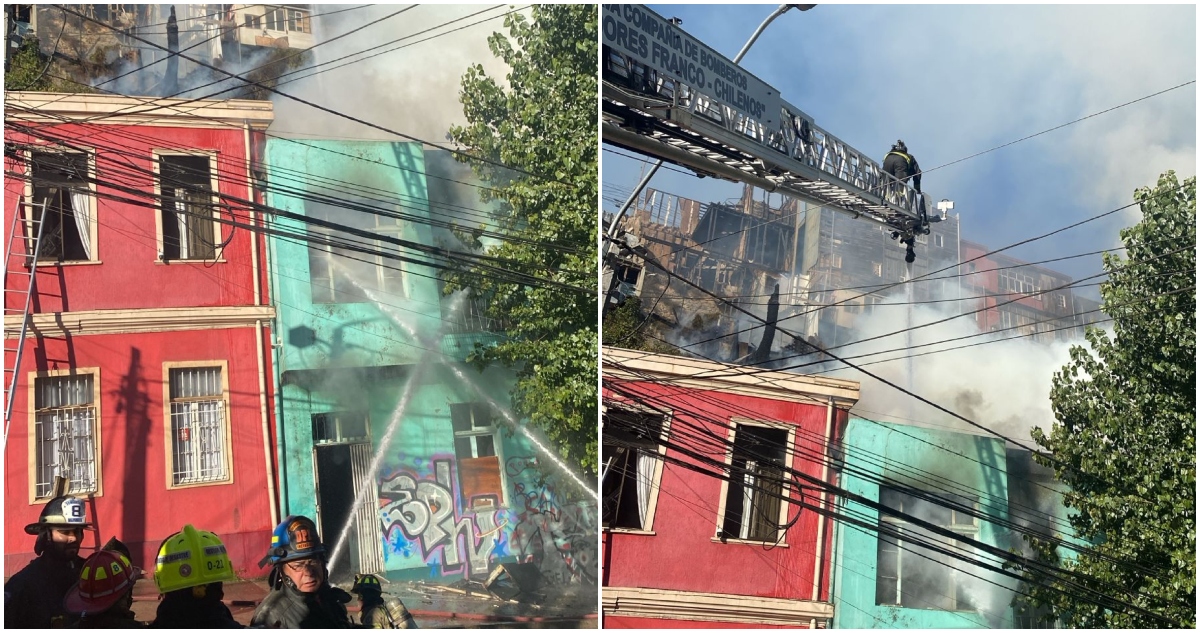 Incendio de viviendas en Valparaíso