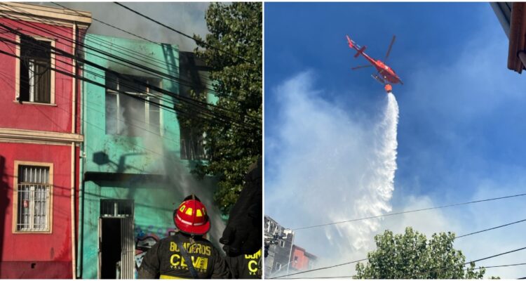 Incendio en viviendas de Valparaíso