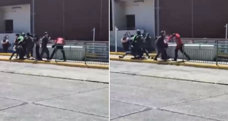 K.O: guardia de seguridad “noquea” a sujeto en medio de pelea fuera de supermercado en Valdivia