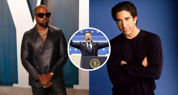 Kanye West, David Schwimmer y Elon Musk en referencia a solicitud del actor de Friends de bloquear la cuenta del rapero