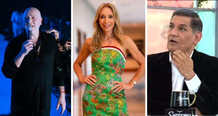 Ruben Campos, Karen Doggenweiler y Rubén Campos en referencia a vestido de la gala del Festival de Viña