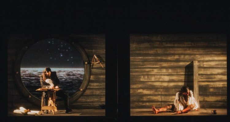 Kentelan (Francisco Arrázola) y Antonio Pigafetta (Nicolás Fontecilla) en Patagonia.