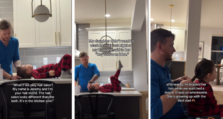 El emotivo video de padre que ingenió una llamativa idea para lavarle el pelo a su hija en EE.UU