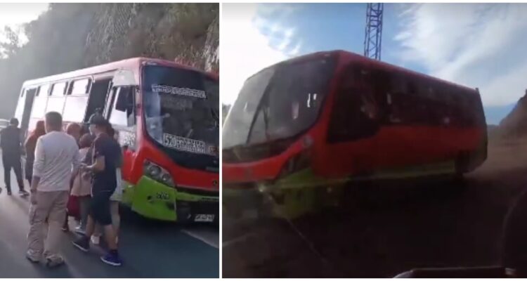 Micro choca con ladera de cerro para evitar desbarrancar en Viña del Mar