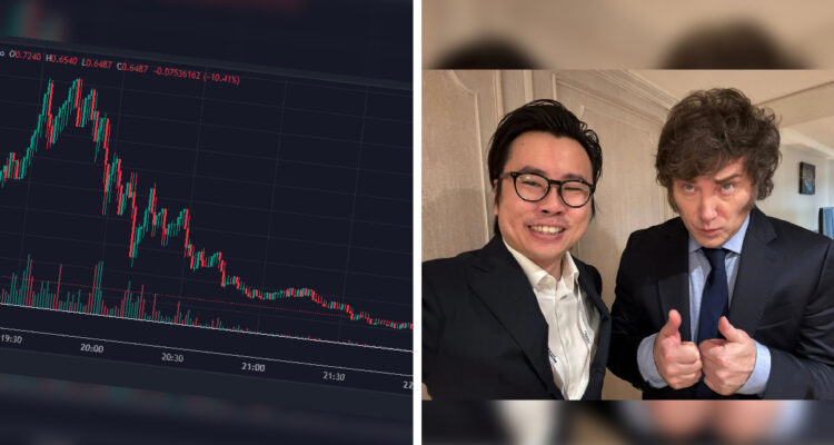 Captura del valor de $LIBRA | Felipe Zamarin | Javier Milei con el CEO de la empresa tras la criptomoneda | X (Twitter)