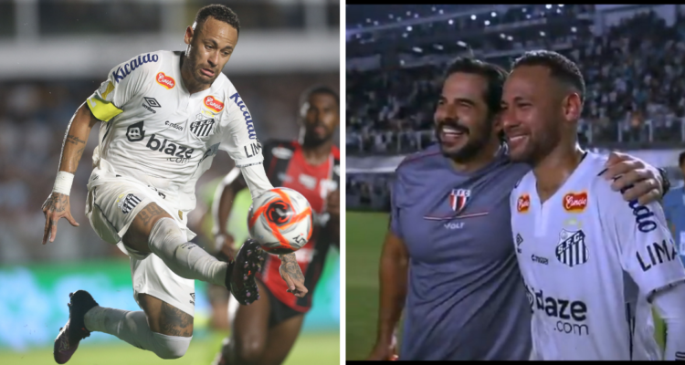 Neymar entrega magia en redebut con Santos: rivales hicieron fila para una foto con crack brasileño