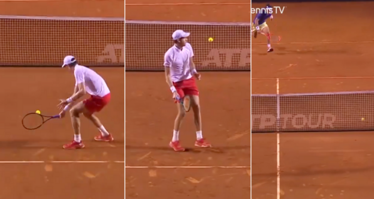 Nicolás Jarry y un talentoso punto que no le sirvió en la dolorosa derrota ante Comesaña en Río de Janeiro.