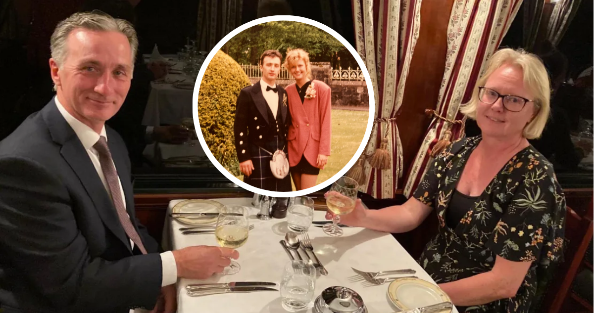 Derek y Nina en una cita después de 30 años de matrimonio tras conocerse en un tren
