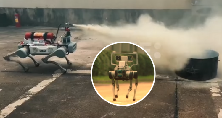 “Perro robot” se suma a bomberos en China: puede hallar gases tóxicos y apagar pequeñas llamas