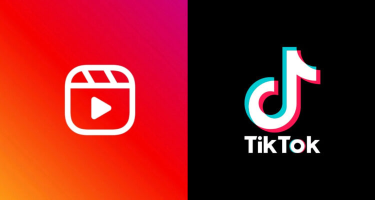 Reels de Instagram y logo de TikTok