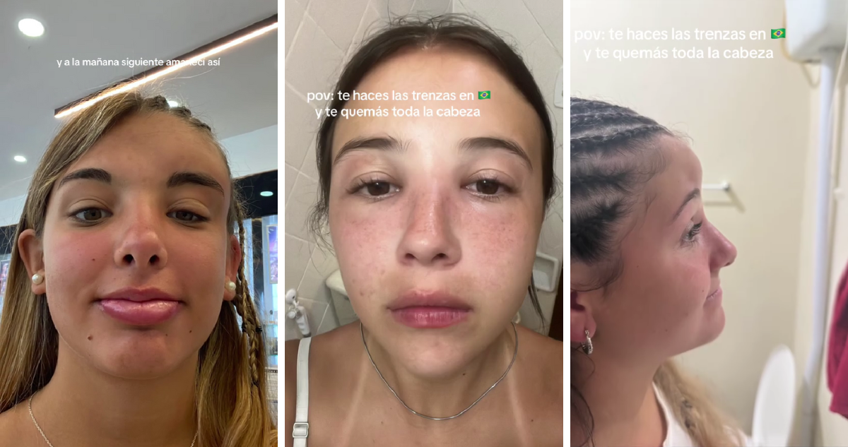 Capturas de TikTok de personas con trenzas africanas en referencia a riesgos