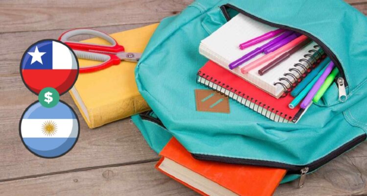 Comparación de precios entre útiles escolares en Chile y Argentina.
