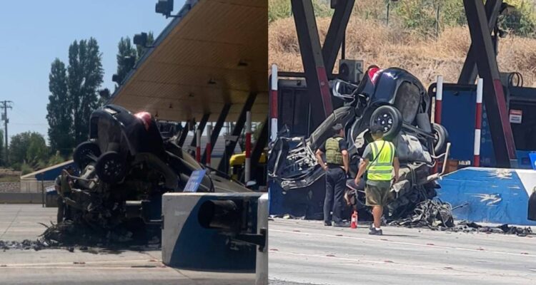 Video captó cómo fue el fatal choque a alta velocidad de un auto contra peaje del Acceso Sur en Buin