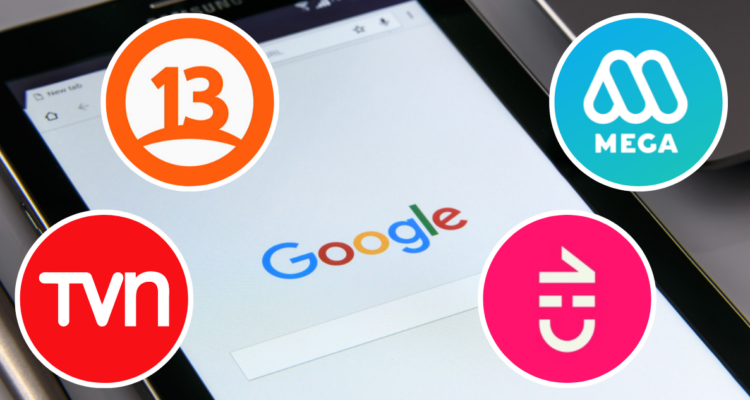 Logo de canales de televisión chilenos y de Google en referencia a posible demanda de Anatel por anuncios publicitarios