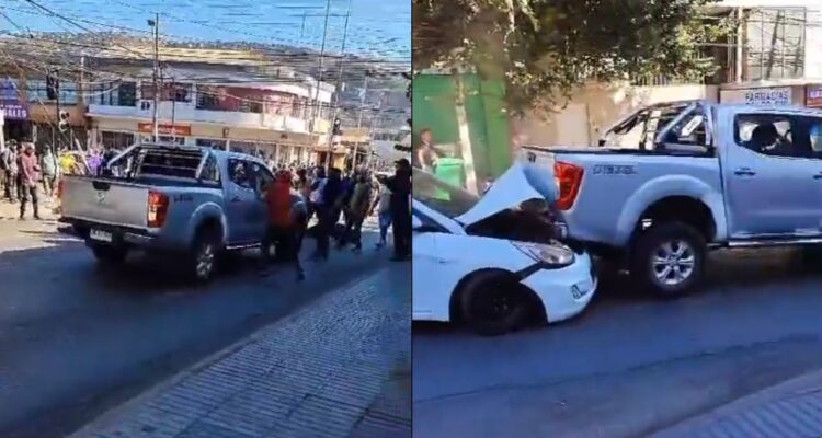 Camioneta protagoniza violento choque con auto tras intento de evadir a manifestantes en San Antonio