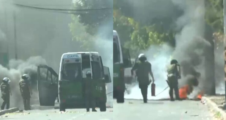 “Coleros” encienden barricada tras desalojo municipal en Maipú