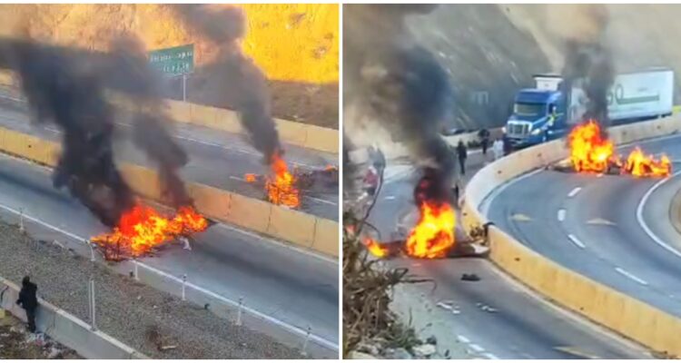 Bloquean con barricadas el Camino La Pólvora en Valparaíso