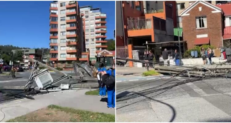 Camión derriba postes y genera gran congestión en Concepción