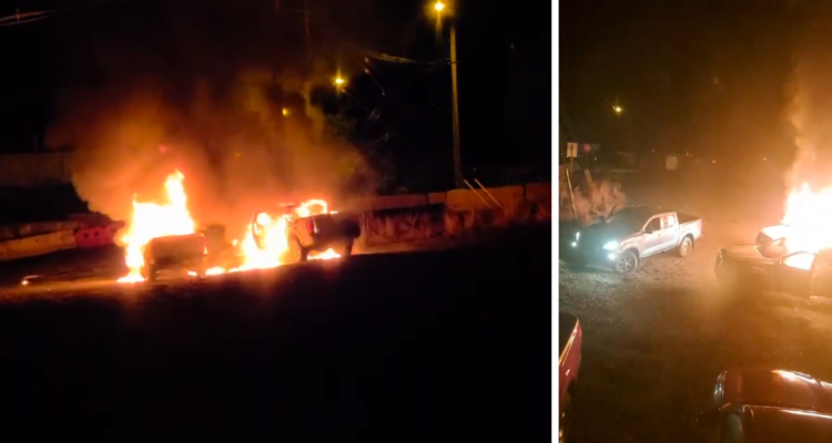 Encapuchados queman camionetas en ruta que una a Angol y Los Sauces