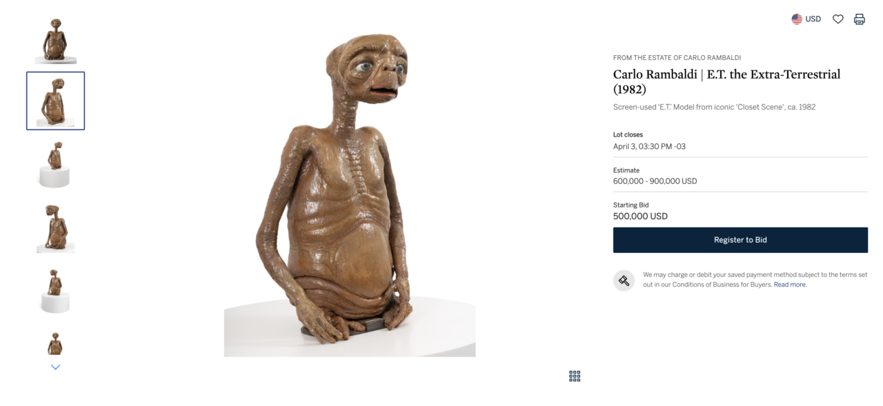 E.T. puesto en subasta