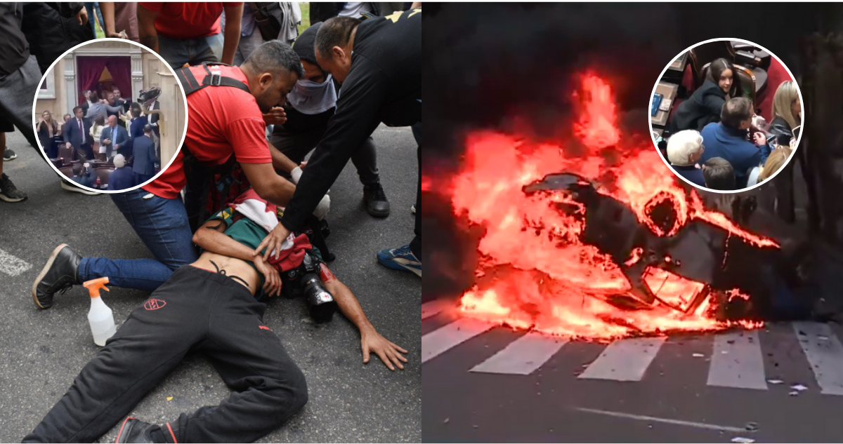 Pelea de diputados y patrulla quemada: incidentes dejaron 46 heridos y unos 124 detenidos en Argentina