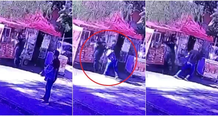 Compraba en carrito: video revela momento del robo de arma a gendarme cerca del Hospital Barros Luco