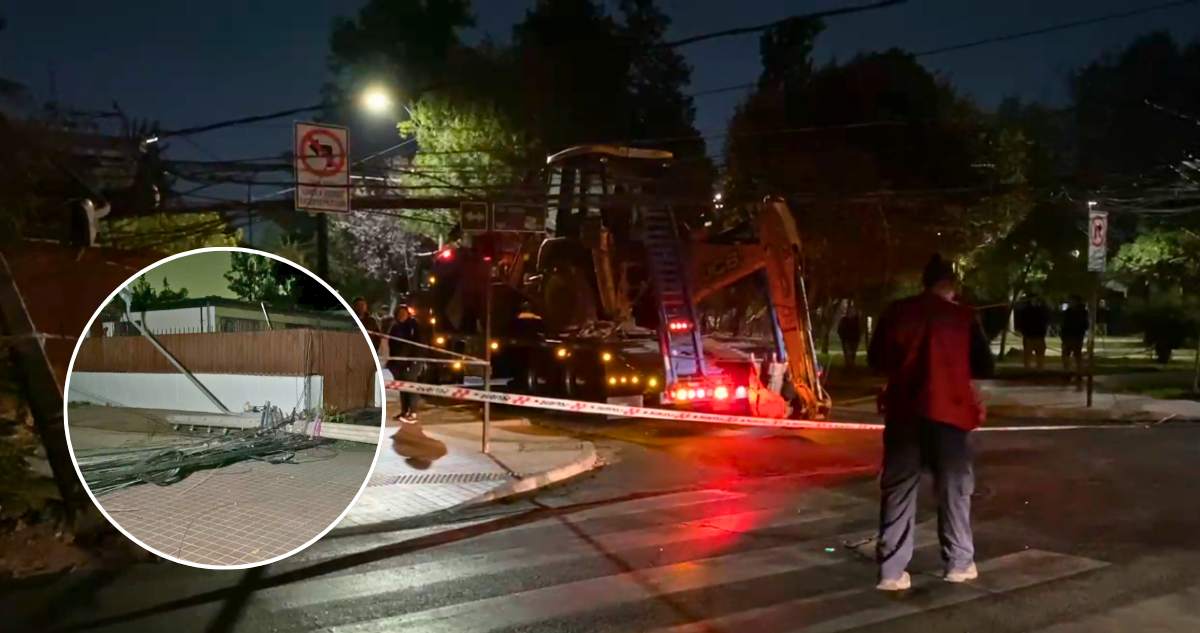 Camión arrasó con tendido eléctrico y botó cinco postes en San Miguel: dejó a vecinos a oscuras