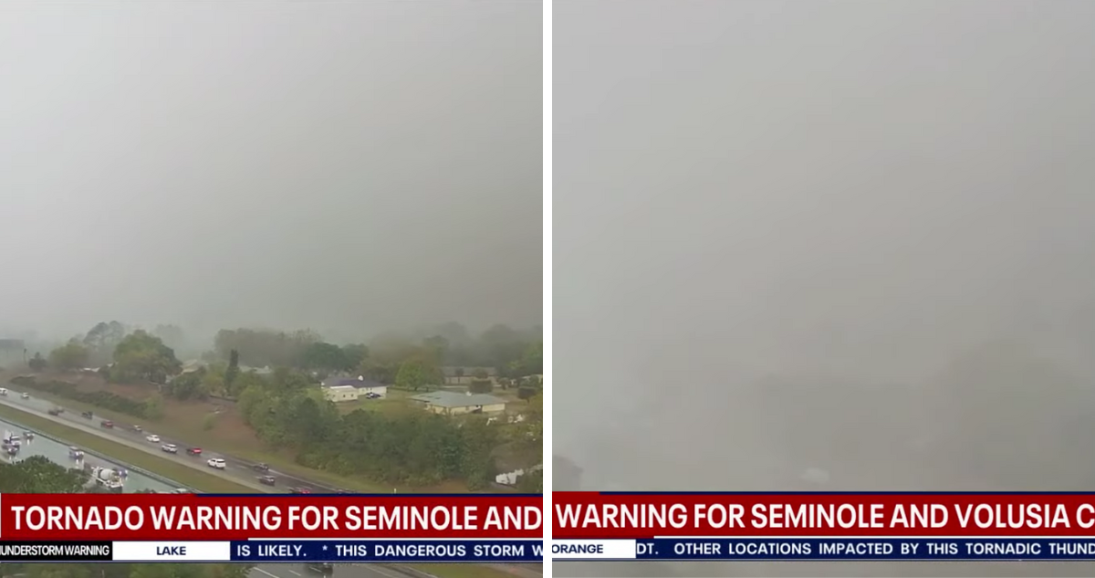 Capturas de tornado que azotó a estación de Fox News en Orlando Florida la mañana de este lunes