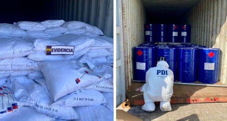 Incautan 146 toneladas de precursores químicos para la producción de cocaína en el norte del país