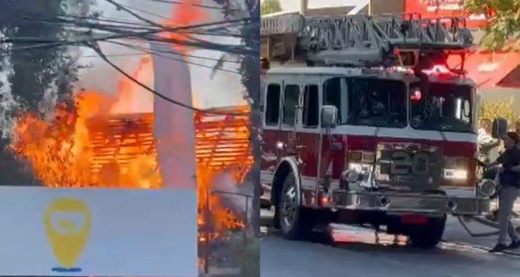Bomberos controla incendio que afectó a local de gas licuado en Las Condes
