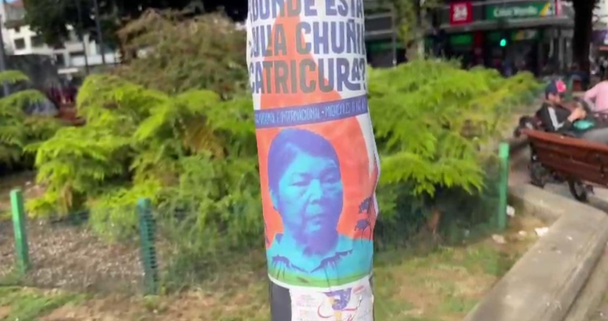 Pancarta por desaparición de Julia Chuñil y postura del Gobierno