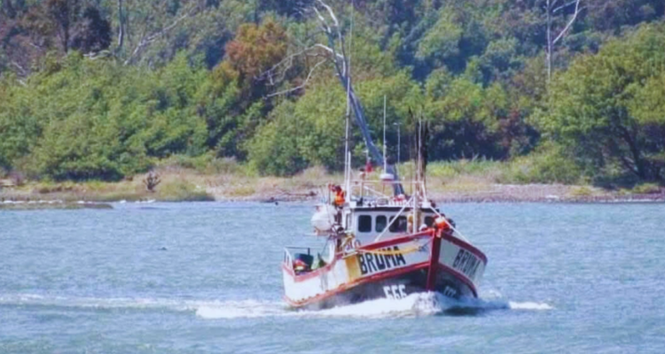 Imagen de archivo de lancha que naufragó en la costa de la región del Bío Bío, dejando como saldo siete pescadores desaparecidos.