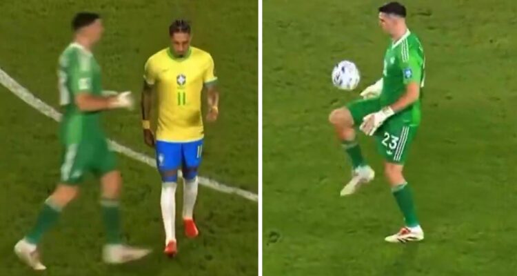 “Dibu” Martínez se burló de Brasil en plena paliza de Argentina.