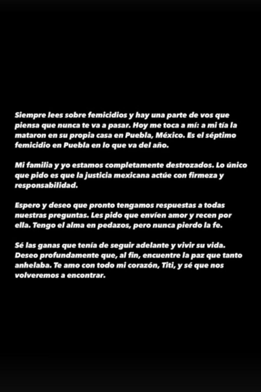 Publicación en Instagram de Valentina Zenere