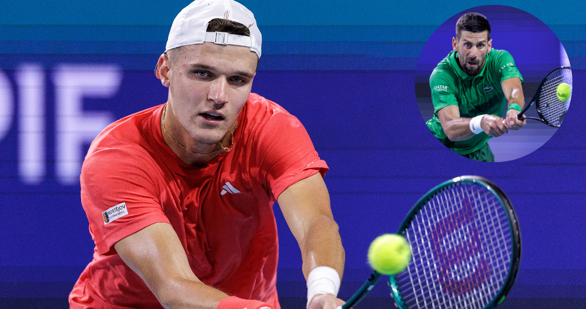 Mensik y Djokovic en la final del Miami Open 2025