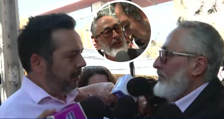 Sergio Jara, periodista de CHV, y Marco Antonio López, Parived, a la salida del tribunal
