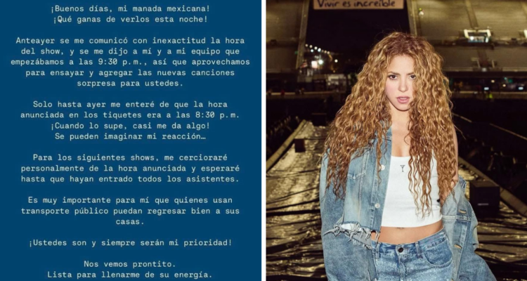 Shakira se disculpa con sus fans mexicanos por comenzar su show 1 hora tarde: “¡Casi me da algo!”