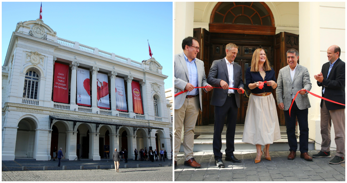 Renuevan fachada de Teatro Municipal de Santiago: ícono patrimonial vuelve a sus tonos originales
