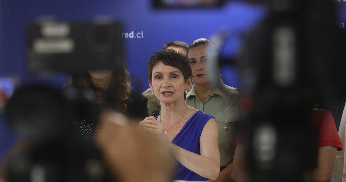 Carolina Tohá durante un punto de prensa en febrero de 2025.