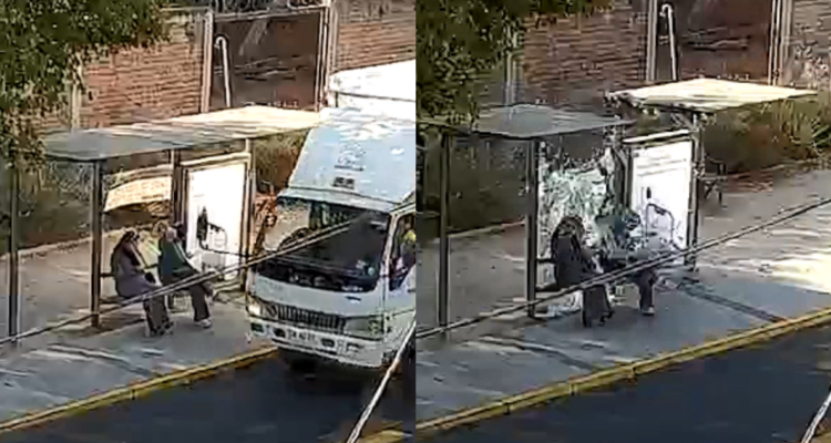 Video muestra golpe de camión a paradero en Providencia: vidrios cayeron sobre personas en el lugar