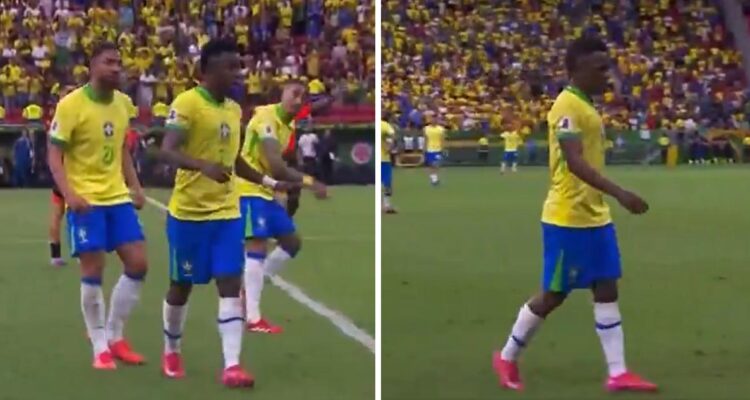 Vinicius colmó la paciencia de sus propios compañeros en el Brasil vs Colombia.