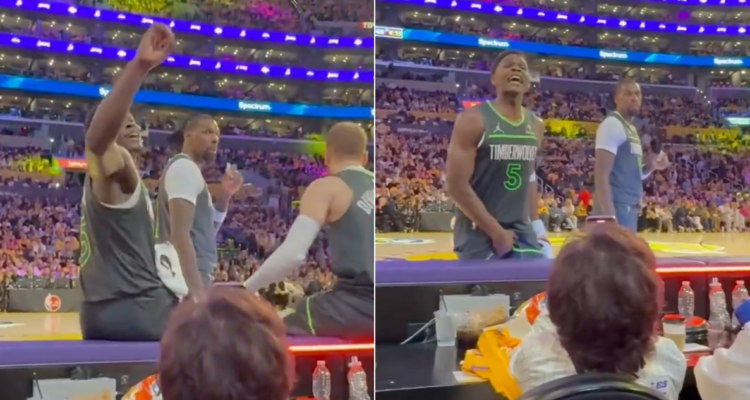 Anthony Edwards es multado por apuntar a sus genitales en discusión con hincha de Lakers.