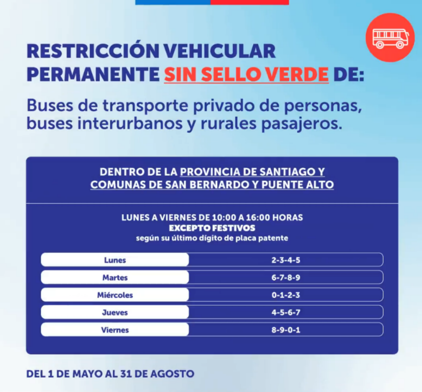 Restricción vehicular en Santiago: revelan calendario para este 2025