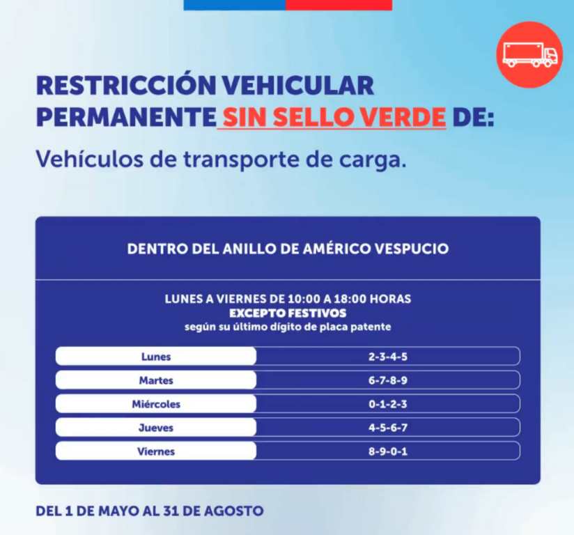 Restricción vehicular en Santiago: revelan calendario para este 2025