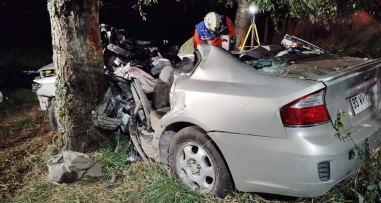 Dos muertos tras choque de auto con árbol en Futrono