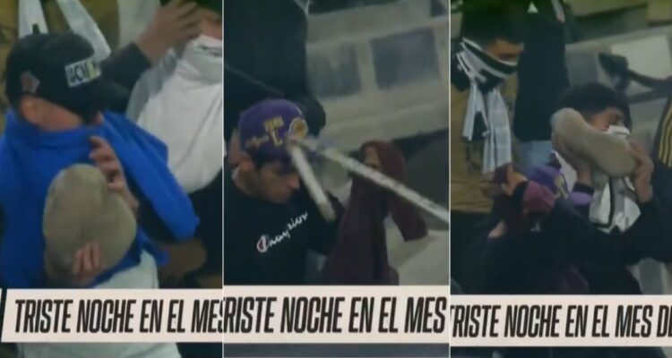 El momento exacto en que barristas rompen acrílico para invadir cancha del Monumental: con roca gigante y fierros