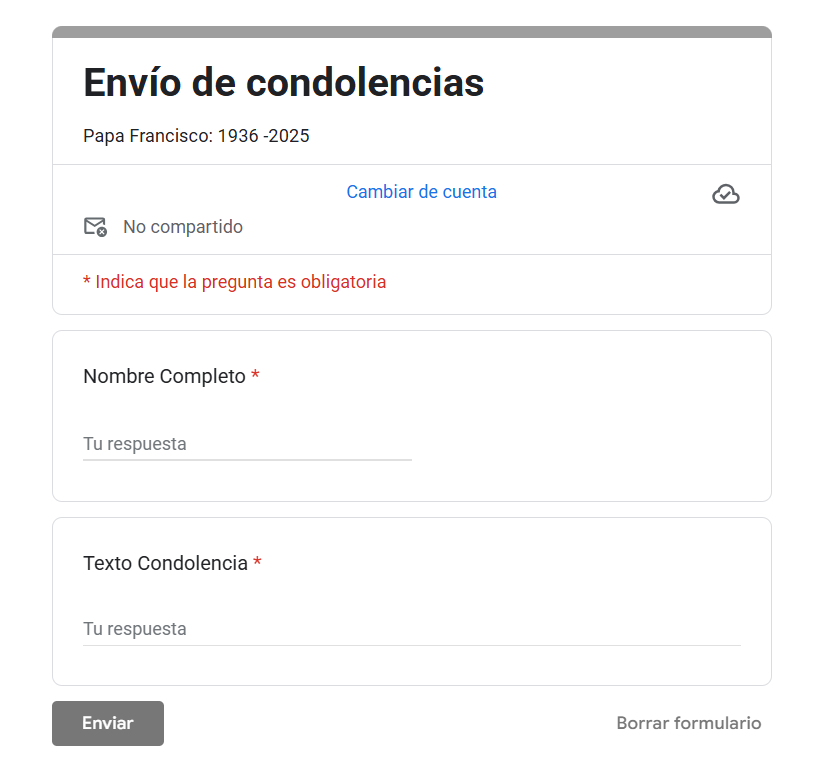 Así puedes dejar tus condolencias por la muerte del Papa Francisco ante la Conferencia Episcopal
